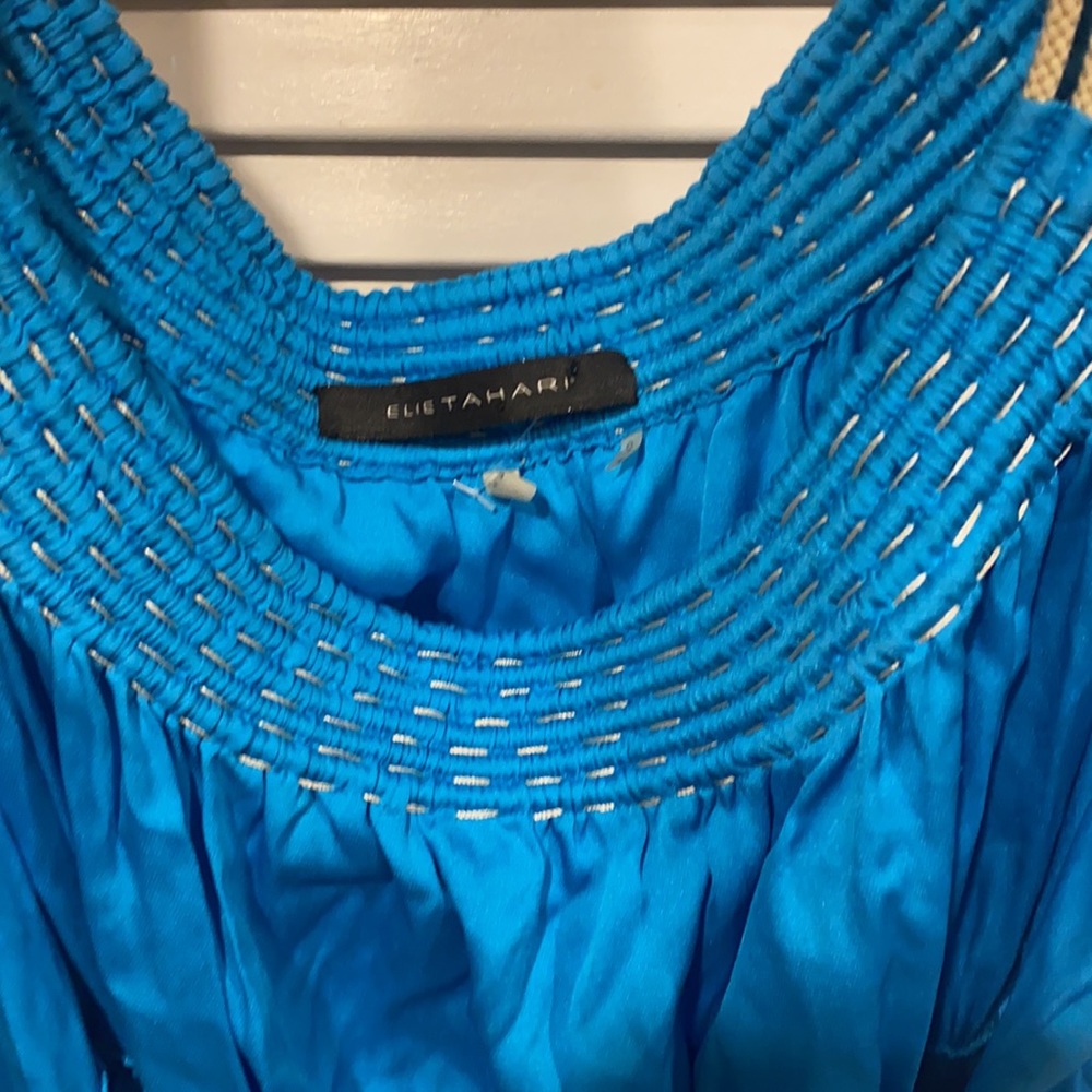 EUC Elie Tahari size 12 blue silk and elastane dress - Picture 5 of 6